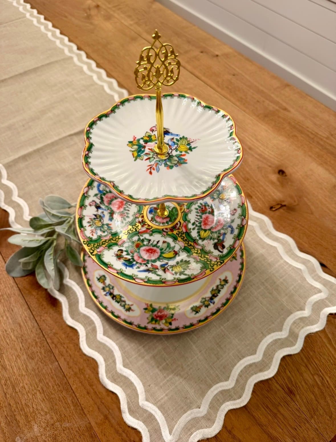 A symphony in Rose Medallion — three tiers of hand-painted…