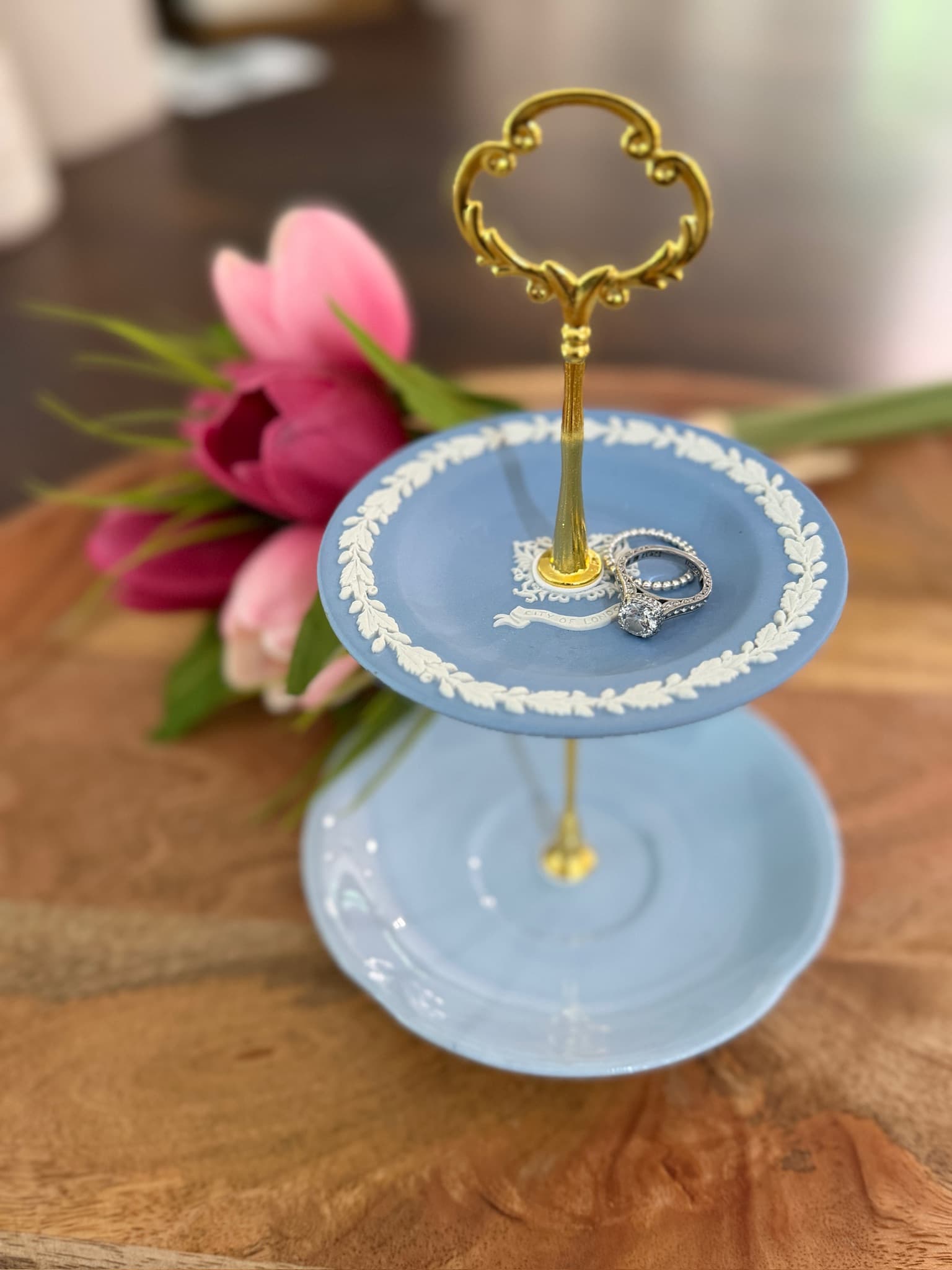 Blue Jasper Wedgewood Trinket Stand