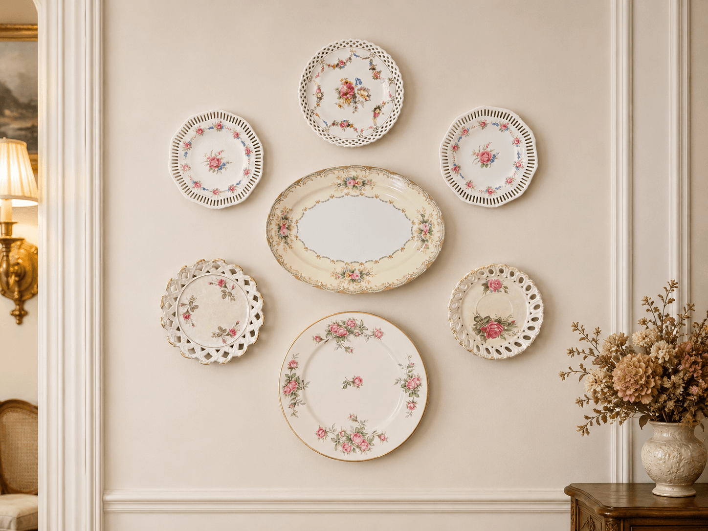 Rose Garden Plate Wall (7 pieces)
